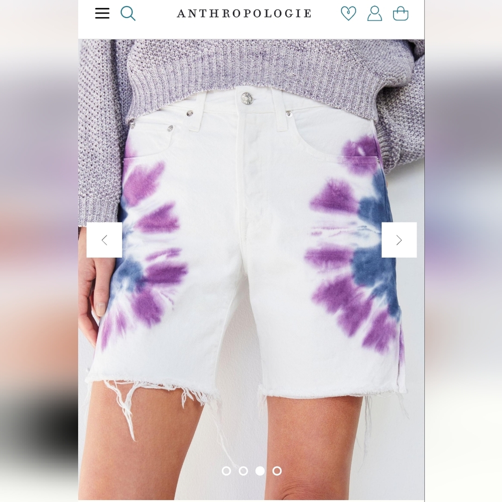 Anthropologie Edwin Cai Shorts 7" inseam white tie die 25 $168